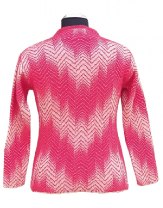 Women Cardigan Pink zik zak design